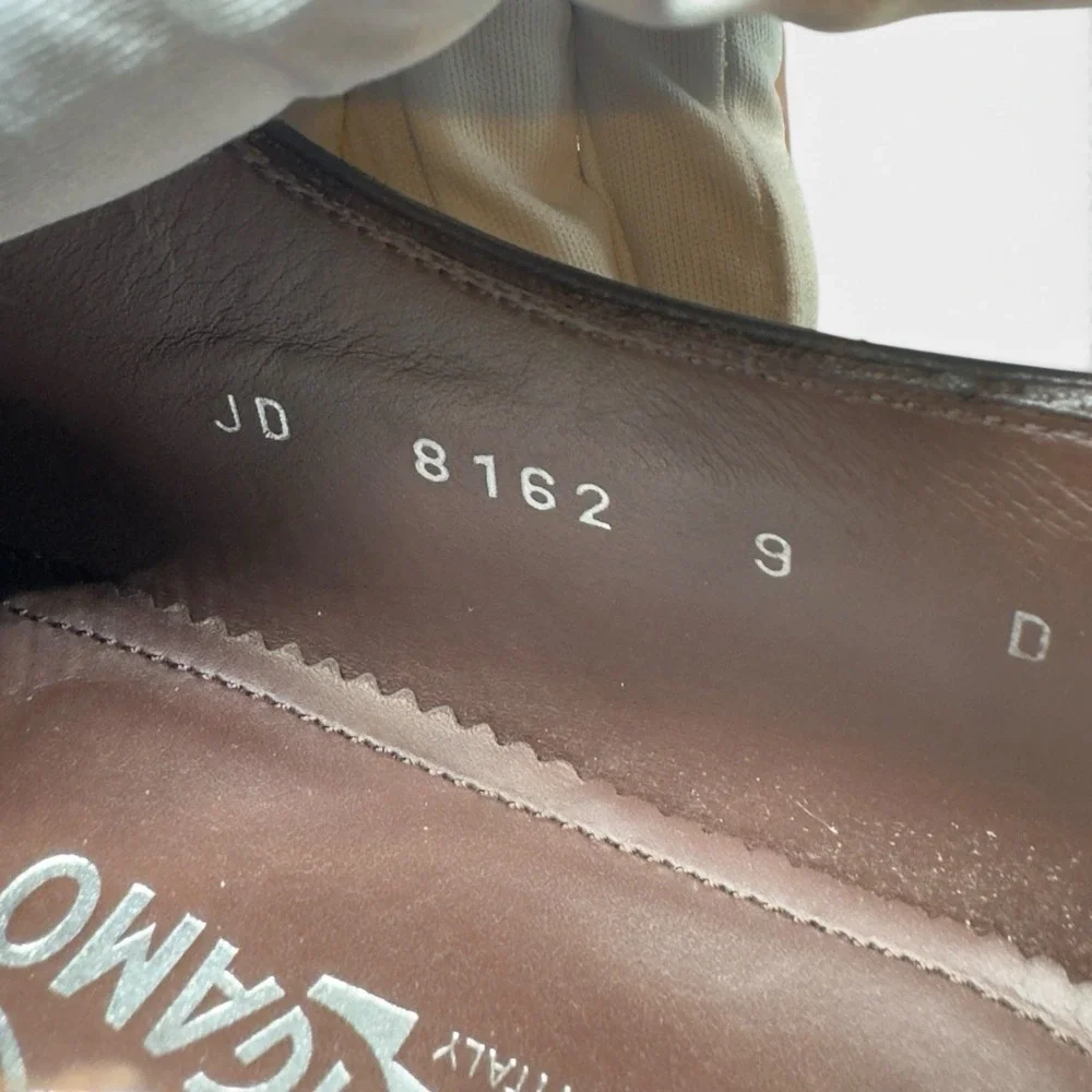 Salvatore Ferragamo Tramezza Cap Toe Oxfords Mens 9 D Brown Leather Italy 8162